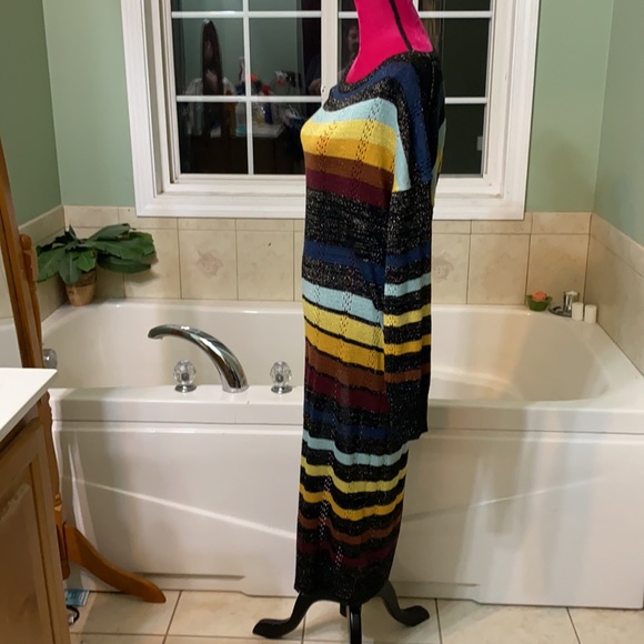 Jen’s Pirate Booty black rainbow Swallowtail Maxi knit Dress Size XS S - Picture 15 of 16